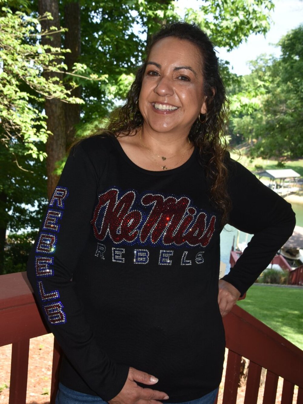 Ole Miss rhinestone RN long sleeve black Shirt XS S M L XL XXL 1X 2X 3X 4X 5X